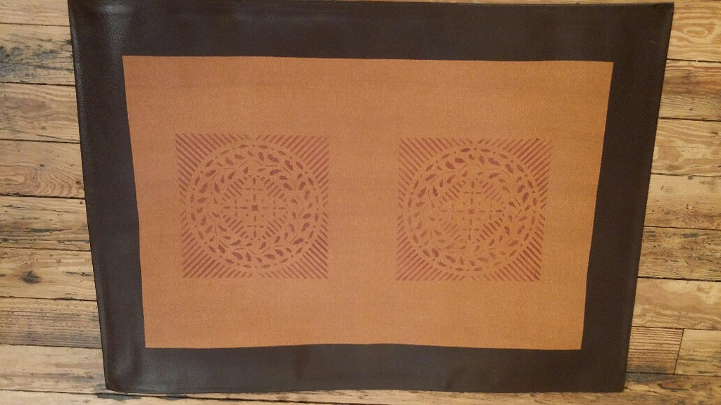 Edward Durant Circle Variant in Brick and Antique with Black Border - 2 feet x 3 feet