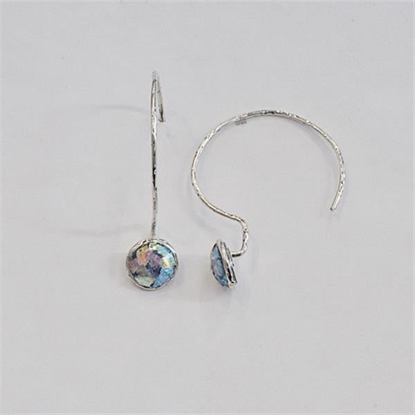 Petite Round Patina Roman Glass Earrings