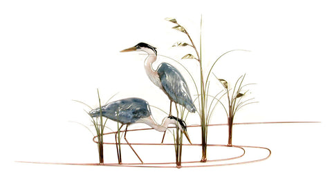 Double Heron with Seaoats Wall Art by Bovano Cheshire