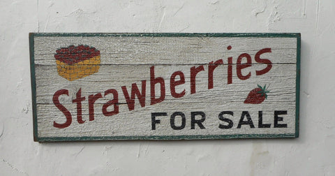 Strawberries for Sale with Painted Basket and Strawberries Americana Art