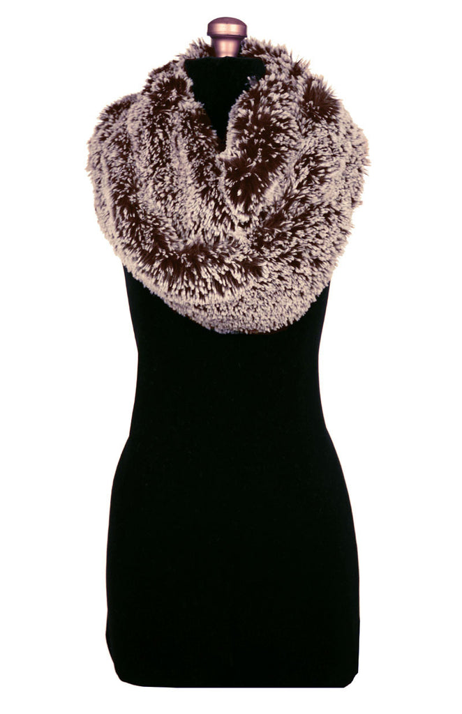 Silver Tip Fox in Brown Luxury Faux Fur Infinity Scarf