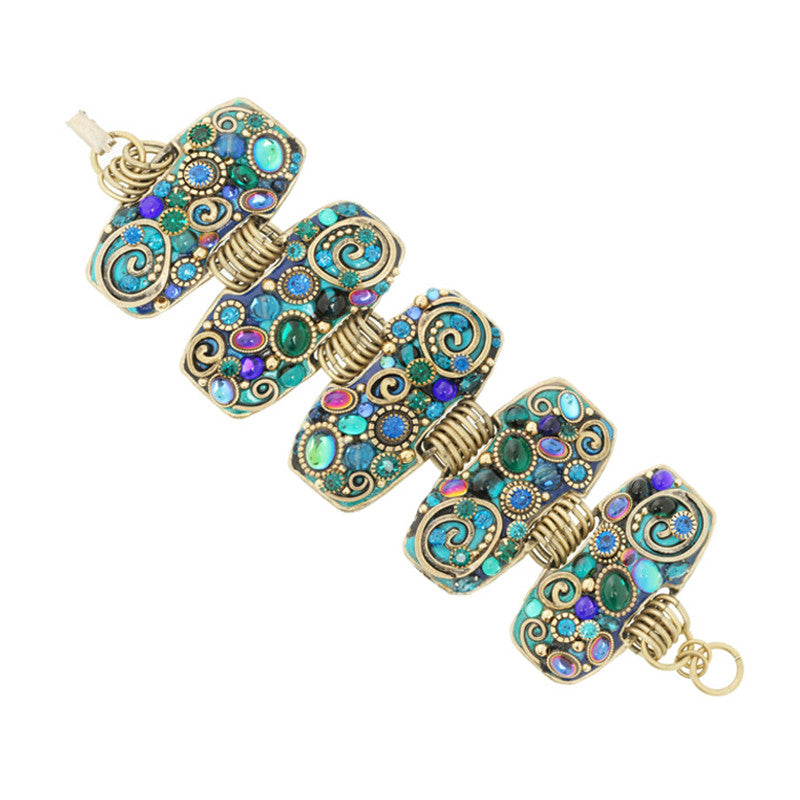 Emerald Five Part Design Large Bracelet by Michal Golan