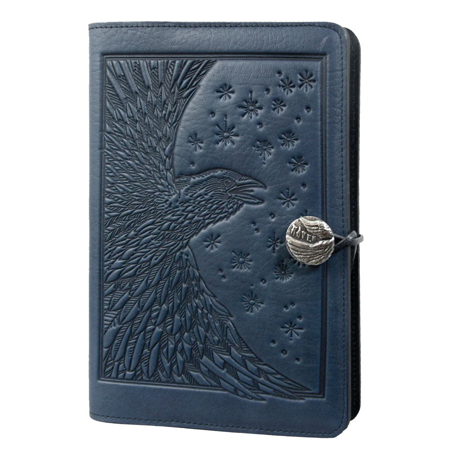 Small Leather Journal - Raven in Navy