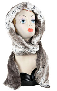 Cuddly in Gray with Birch Luxury Faux Fur Hoody Scarf