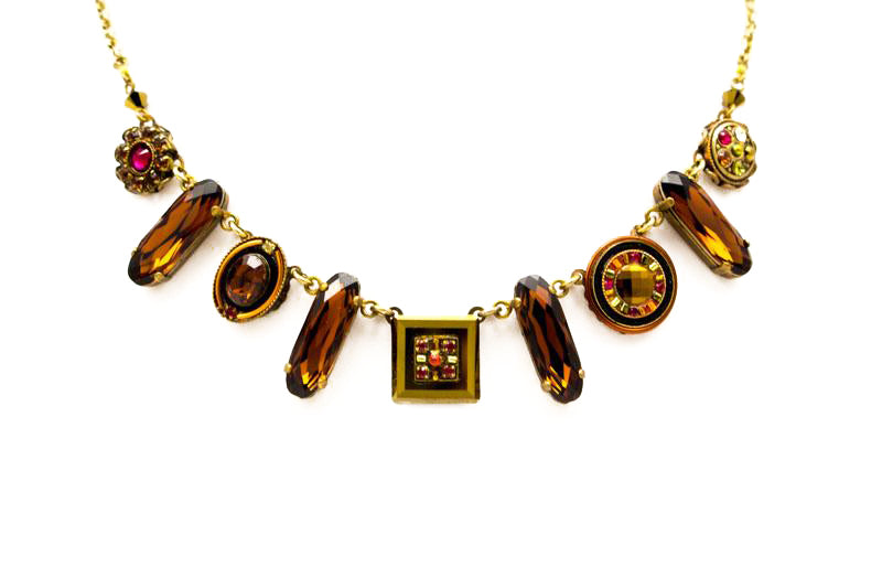 Smokey Topaz La Dolce Vita Oblong Necklace by Firefly Jewelry