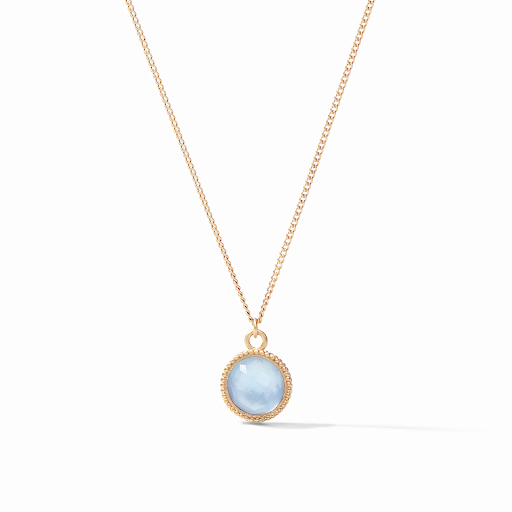 Fleur­de­Lis Solitaire Necklace Gold Iridescent Chalcedony Blue Reversible by Julie Vos