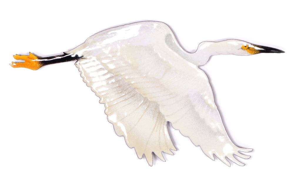 Egret, Flying Single - Small Wall Art by Bovano