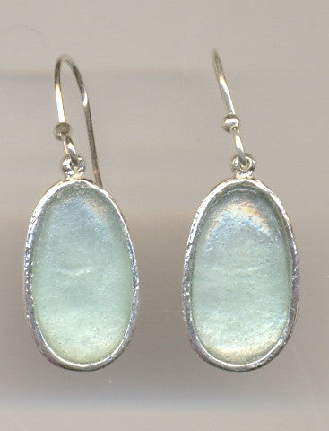 Simple Oval Washed Roman Glass Earrings