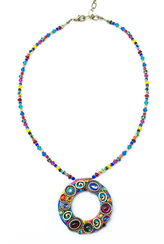 Confetti Hoop Multi Color with Beaded Necklace by Michal Golan