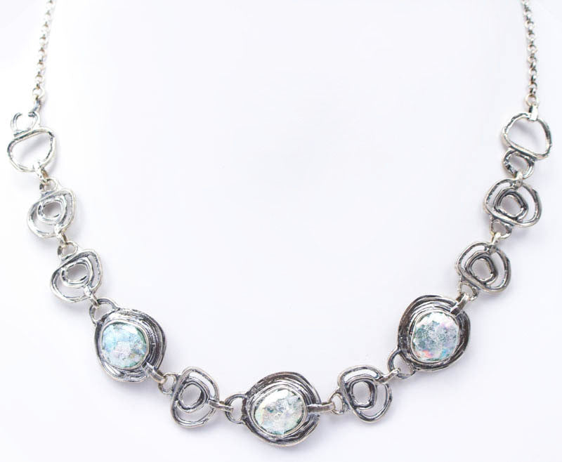 Rings of Saturn Patina Roman Glass Necklace