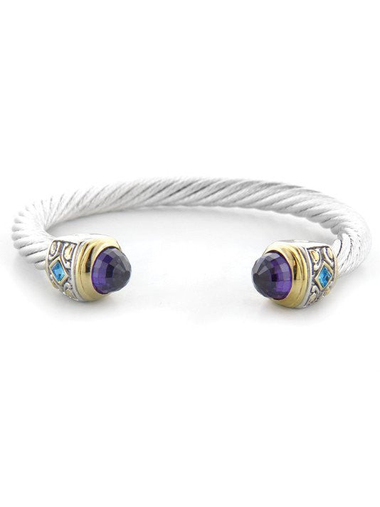 Nouveau Large Wire Cuff with Accent Stone Bracelet by John Medeiros