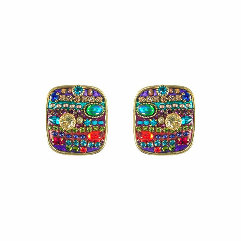 Multi Bright Large Square Earrings by Michal Golan