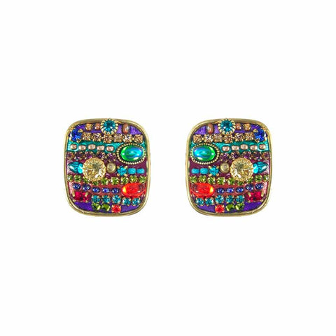 Multi Bright Large Square Earrings by Michal Golan