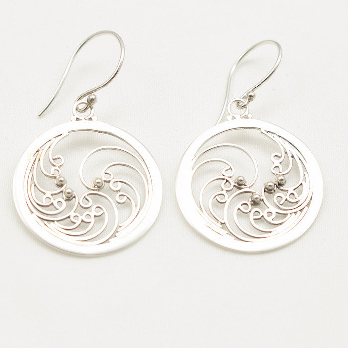 Sterling Silver Hokusai Wave Dangle Earrings