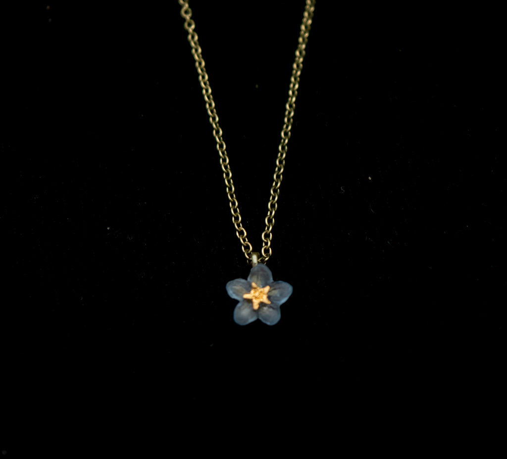 Forget Me Not 16'' Adj. Single Flower Pendant By Michael Michaud