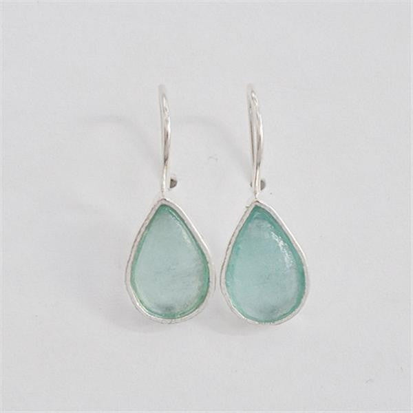 Simple Teardrop Washed Roman Glass Earrings
