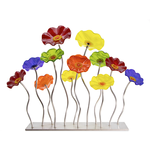 Chromatic Silver Base 12 Flower Handblown Glass Medium Garden