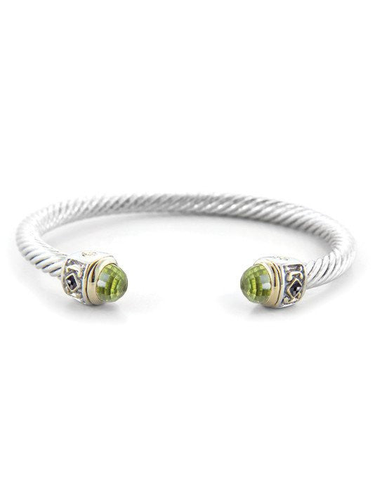 Nouveau Small Wire Cuff with Accent Stone Bracelet by John Medeiros