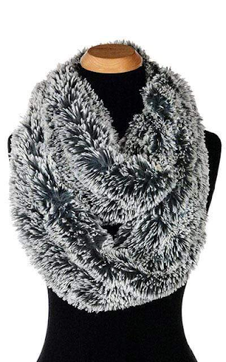 Silver Tipped Fox in Blue Steel Luxury Faux Fur Infinity Scarf