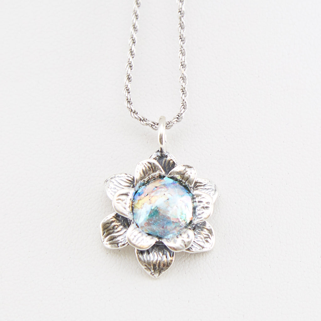Blooming Flower Roman Glass Necklace