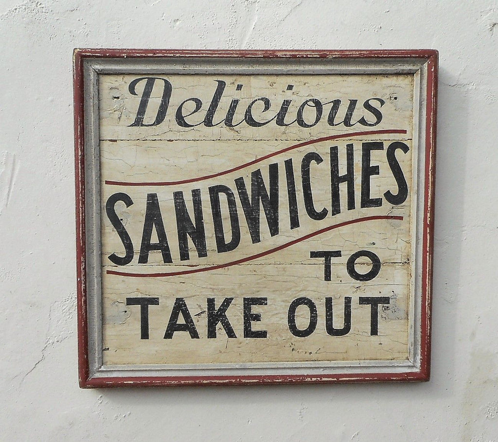 Delicious Sandwiches to Take Out White with Red Trim Amercana Art