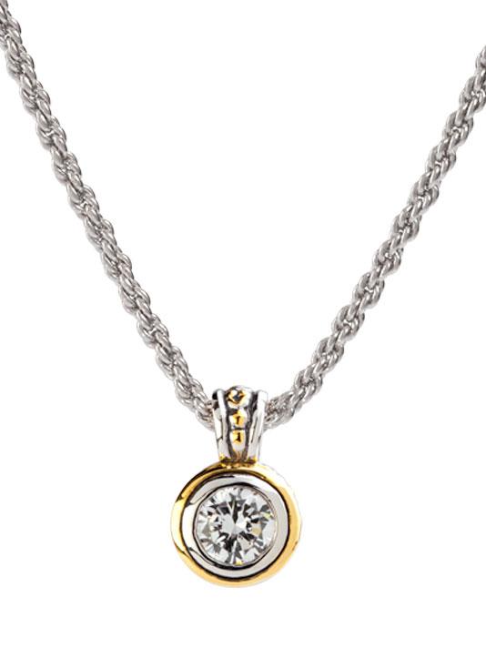 Beijos 8mm Cubic Zirconia Bezel Set Pendant Necklace by John Medeiros