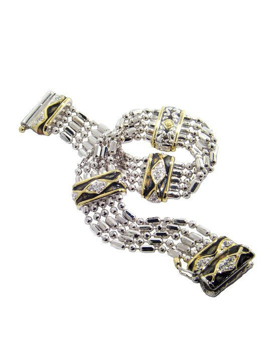 Lattice Collection, Black Abalone Edition, Pave 5 Strand Bracelet by John Medeiros