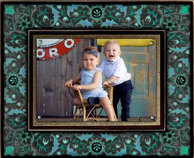 Vintage Blue Floral Large Frame
