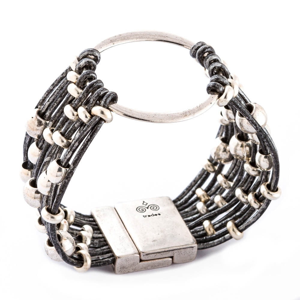 Open Circle Leather Bracelet