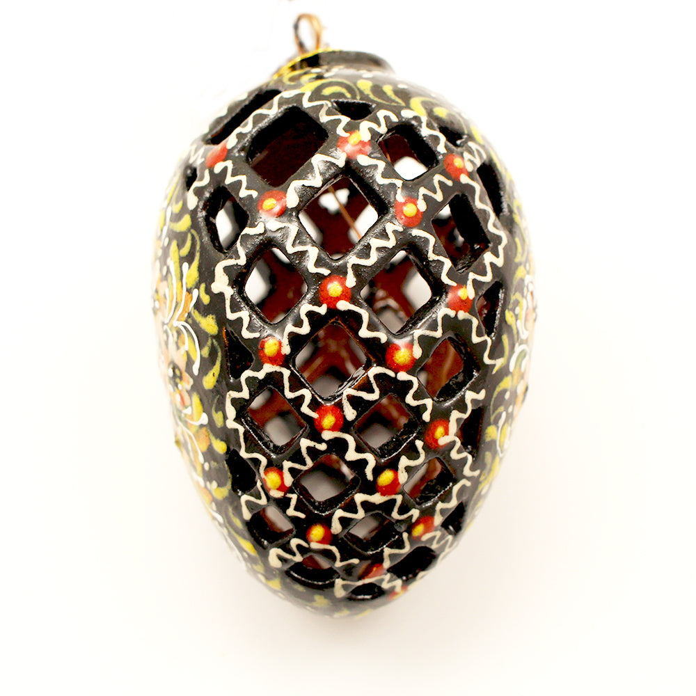 Gold Flowers On Egg Shape Ceramic Ornament