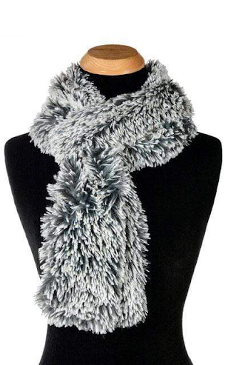 Silver Tipped Fox in Blue Steel Luxury Faux Fur Scarf