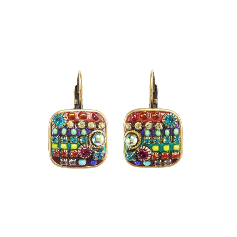 Multi Bright Square Earrings
