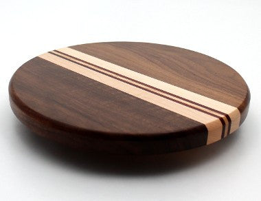 Lazy Susan with Stripes in Walnut - Size 10"