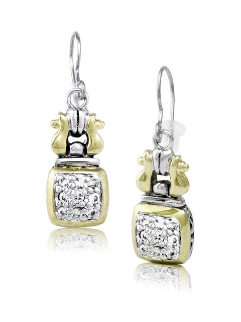 Anvil Square Pave Fish Hook Earrings by John Medeiros