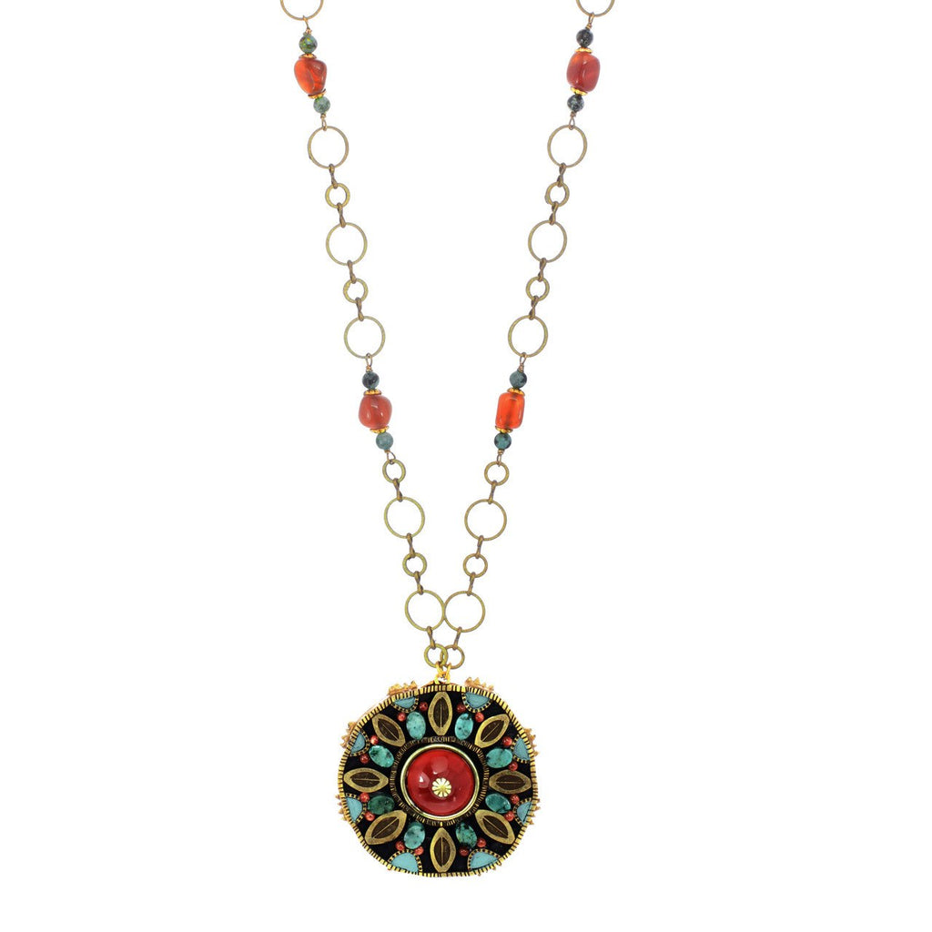 Earth Large Circle Pendant Necklace
