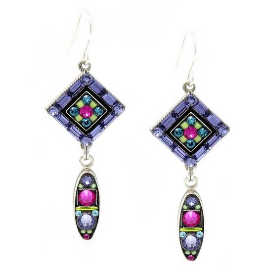 Tanzanite La Dolce Vita Diamond Shape with Oval Drop Earrings by Firefly Jewelry