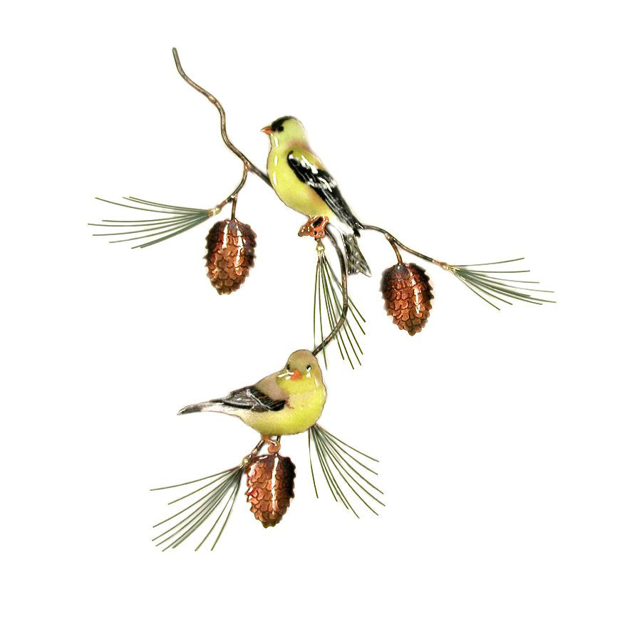 Two Goldfinches on Pine Wall Art by Bovano Cheshire