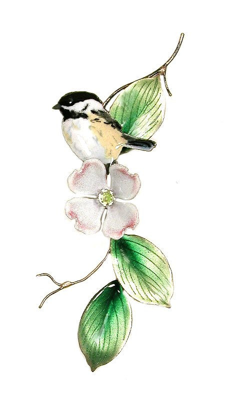 Chickadee Looking Left on Dogwood Wall Art by Bovano Cheshire