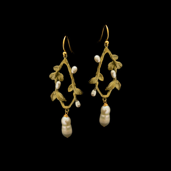 Victorian Vine Oval Wire Earrings by Michael Michaud