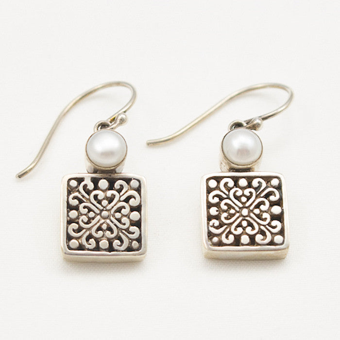Sterling Silver with Pearl Dangle Earrings