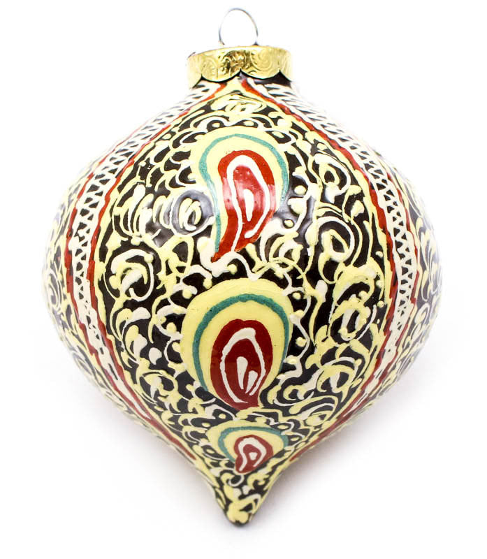 Delicate Rhythm in Cream Tear Drop Ceramic Ornament