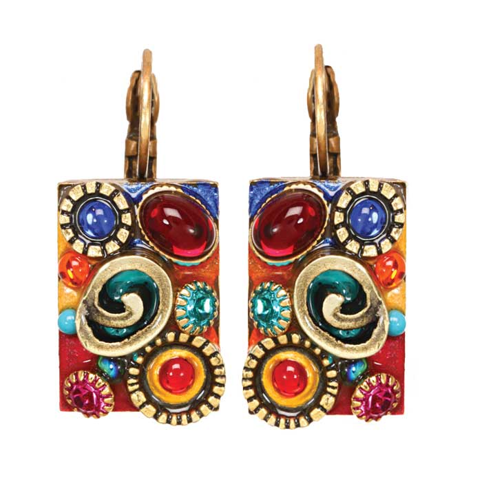 Confetti Rectangle Eurowire Earrings