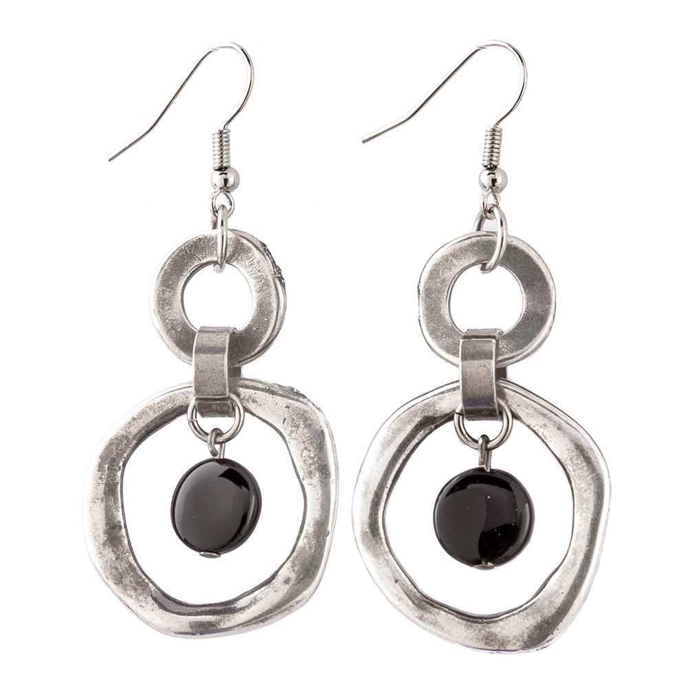 Black Glass Drop Earrings