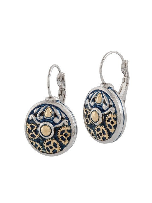 Anvil Collection, Gears of Time Edition, Round French Wire Earrings by John Medeiros