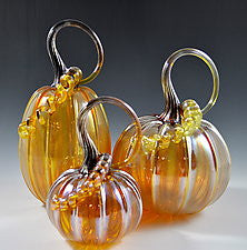 Hand Blown Glass Large Pumpkin in Iridescent Gold