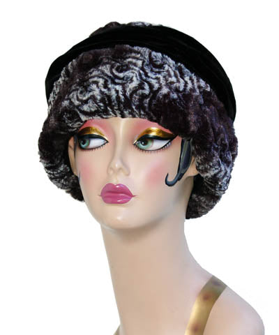 Smoky Essence With Black Velvet Luxury Faux Fur Ana Cloche Style Hat