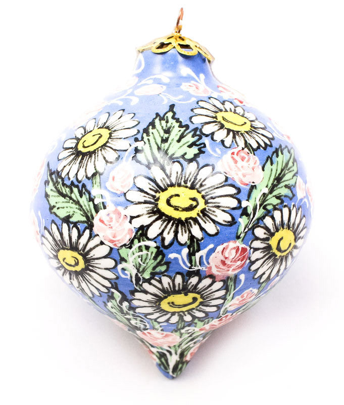 Daisy Chain Tear Drop Ceramic Ornament