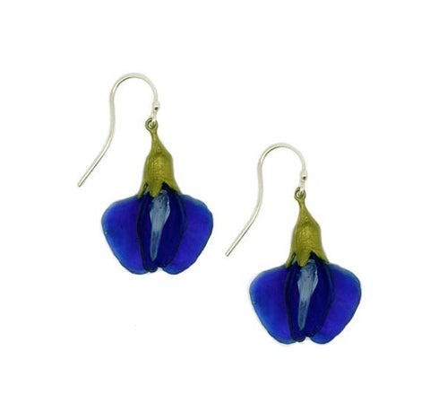False Indigo Blue Wide Wire Earrings by Michael Michaud