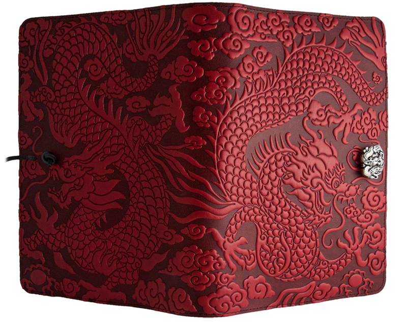 Small Leather Journal -  Cloud Dragon in Red