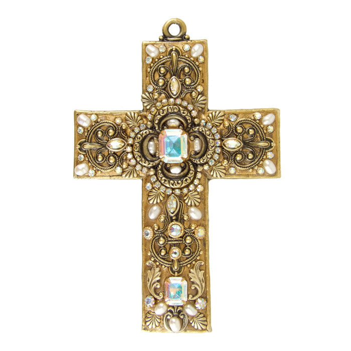 Pearls and Crystals Large Cross by Michal Golan